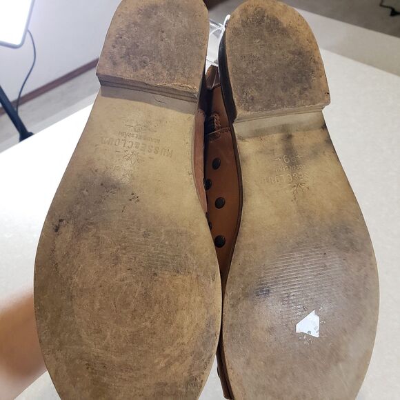 Anthro Musse & Cloud Booties Womens 8 Brown Leather Studded Peep Toe Ankle Zip - Picture 7 of 9